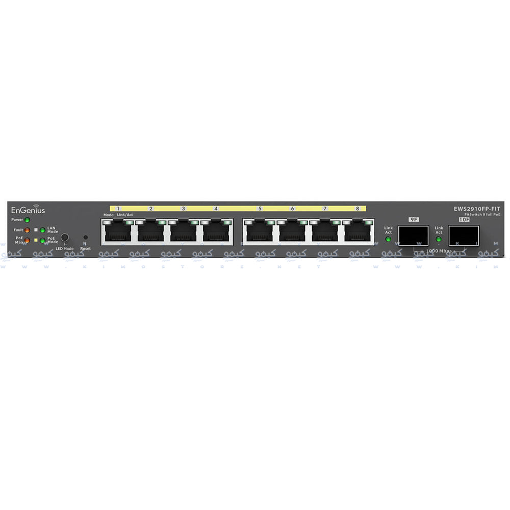 EnGenius EWS2910FP-FIT Managed Desktop Switch 8 Ports PoE+ 10/100/1000Mbps + 2 Ports SFP 10/100/1000Mbps 110W