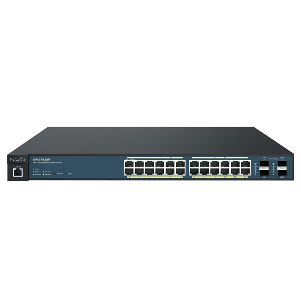 EnGenius EWS7928P Managed Rackmount Switch 24 Ports PoE+ 10/100/1000Mbps + 4 Ports SFP 10/100/1000Mbps + Console Port 185W