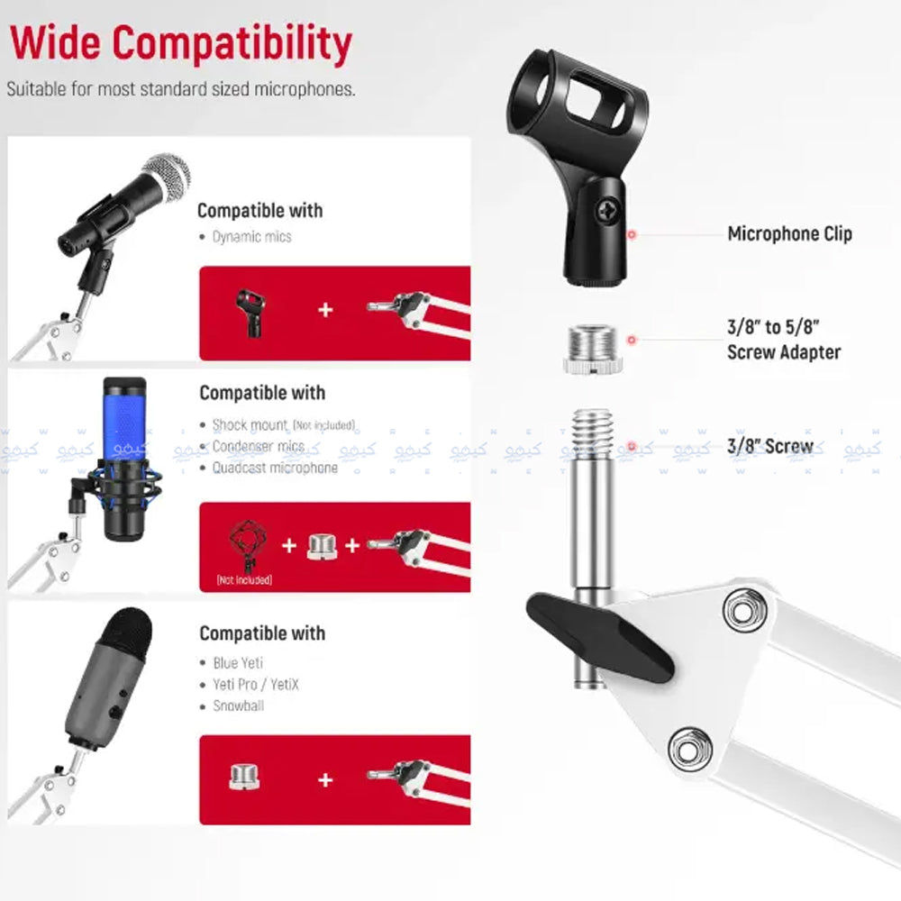 FX Studio NB-35 Adjustable Professional Recording Microphone Stand - Black