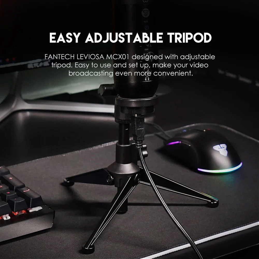 ميكروفون فانتيك سلكي RGB جيمنج LEVIOSA MCX01 - أسود