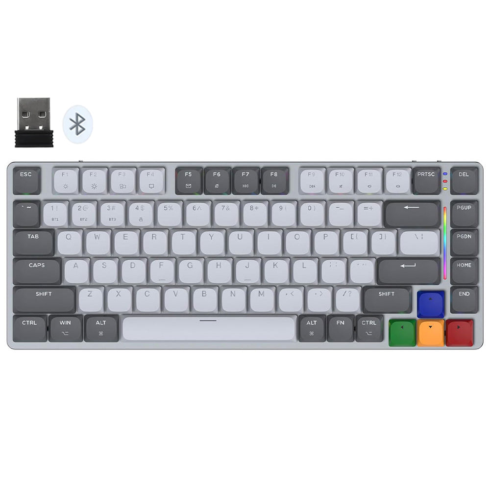 كيبورد فانتيك سلكي و لاسلكي بلوتوث سويتش بني RGB جيمنج إنجليزي وعربي Maxfit AIR83 MK915