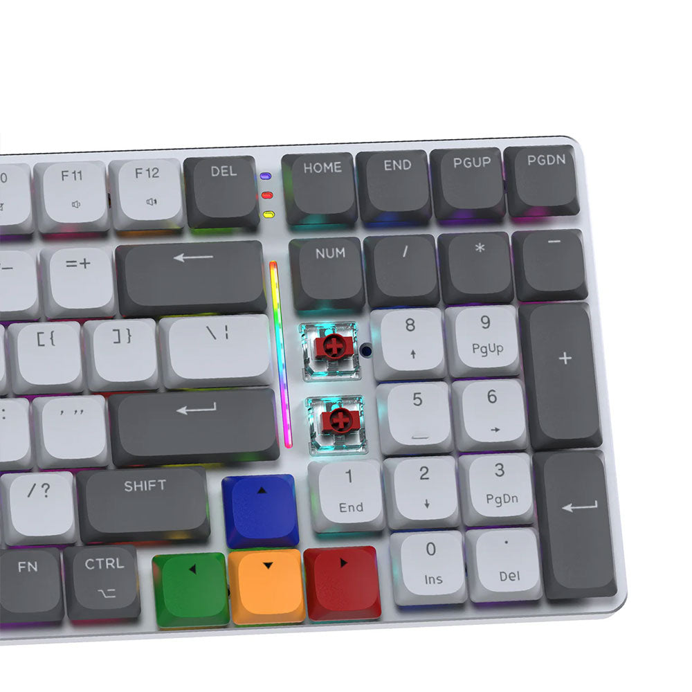كيبورد فانتيك سلكي و لاسلكي بلوتوث سويتش أحمر RGB جيمنج إنجليزي وعربيMaxfit AIR99 MK916