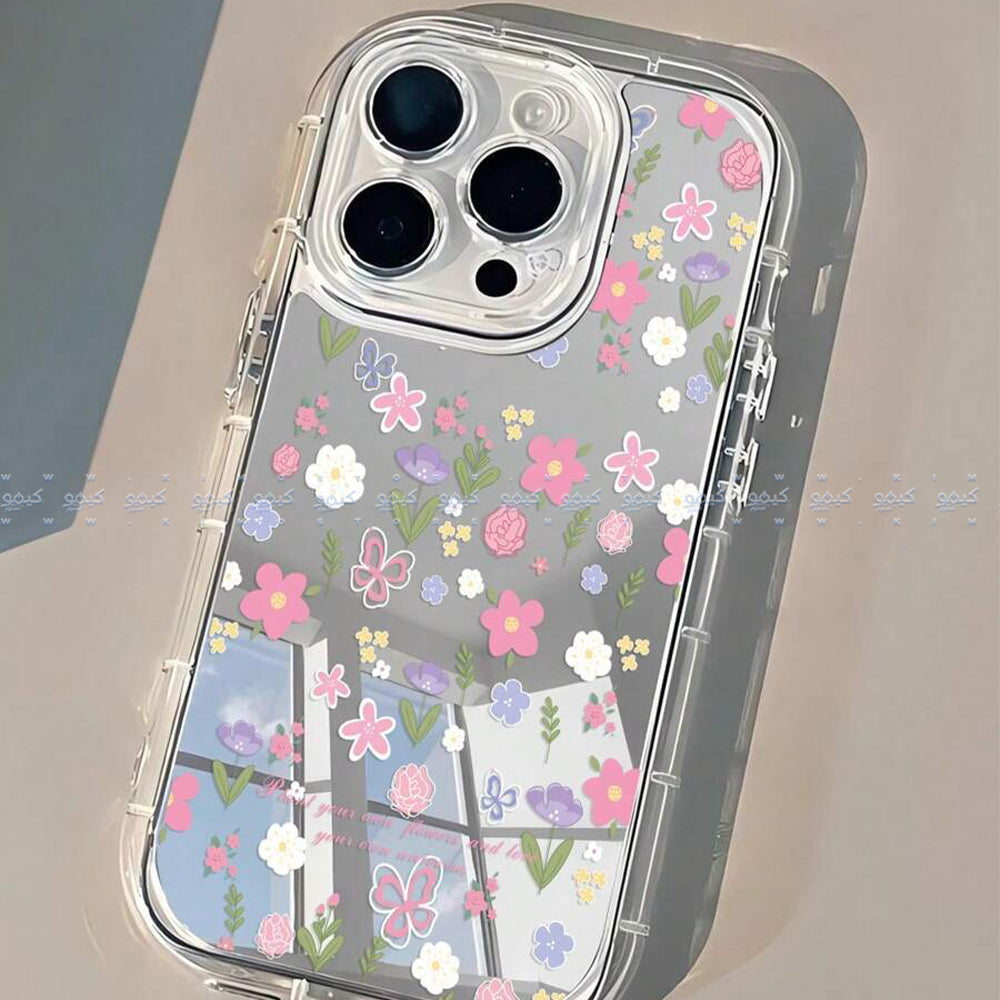 Floral & Butterfly Graphic Transparent Soft Phone Cover