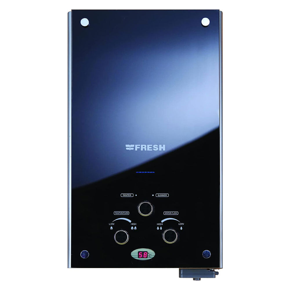 Fresh Gas Water Heater With Chimney Crystal 10L (Adapter) - Black
