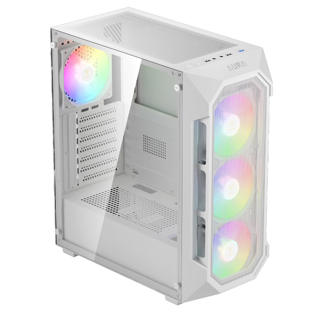 Gamdias AURA GC1 ELITE WHITE ARGB Gaming Mid Tower Case + AURA GP650 80 Plus White Power Supply 650W