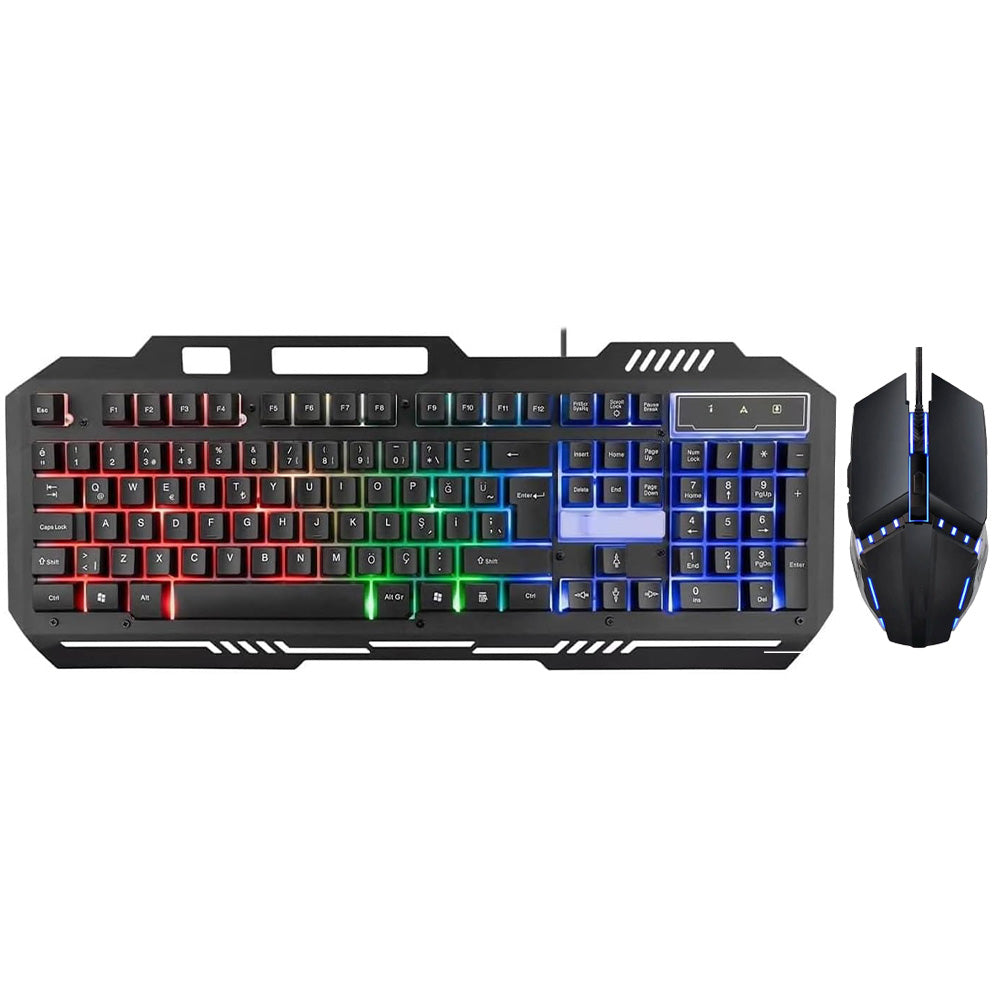 Gamma K-513 Wired Rainbow Gaming Keyboard + Mouse Combo English & Arabic