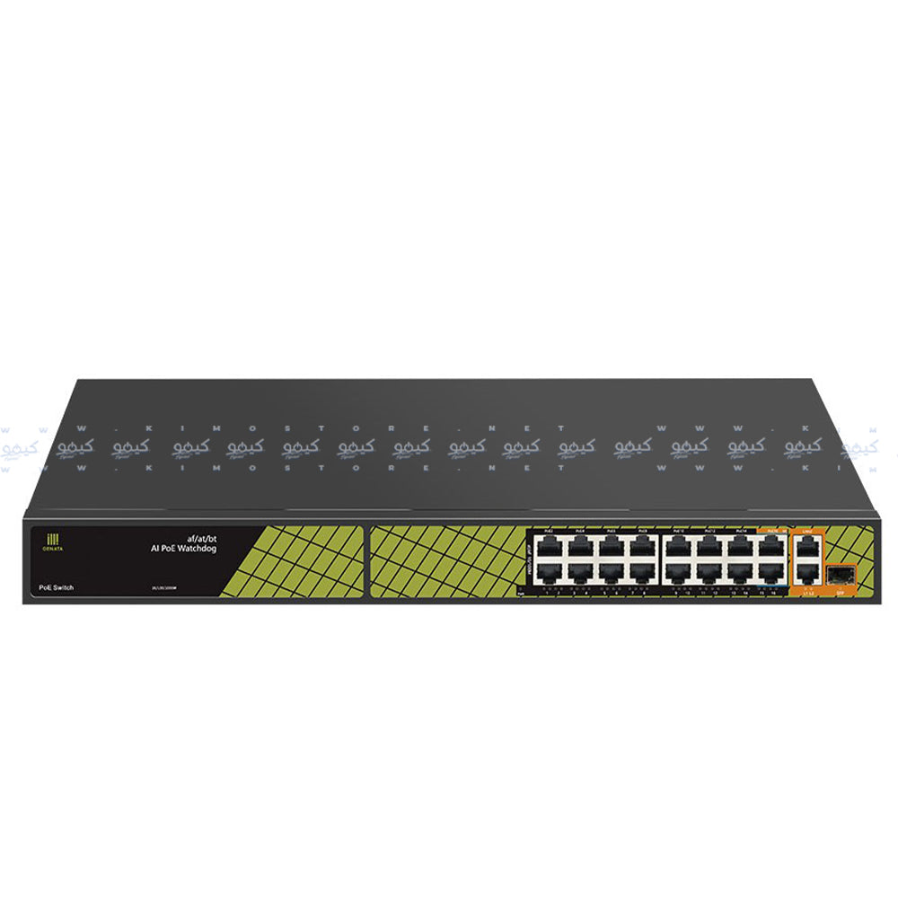 Genata GNT-P4813V6 Rackmount Switch 16 Ports PoE 10/100Mbps + 2 Ports RJ45 10/100/1000Mbps Uplink + 1 Port SFP 10/100/1000Mbps