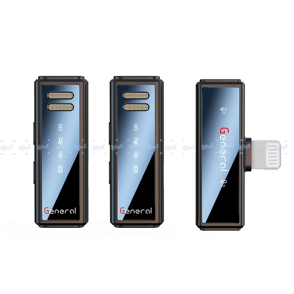 نظام ميكروفون جنرال لاسلكي ثنائي القناه بمنفذ لايتنينج 2.4 جيجاهرتز GM31