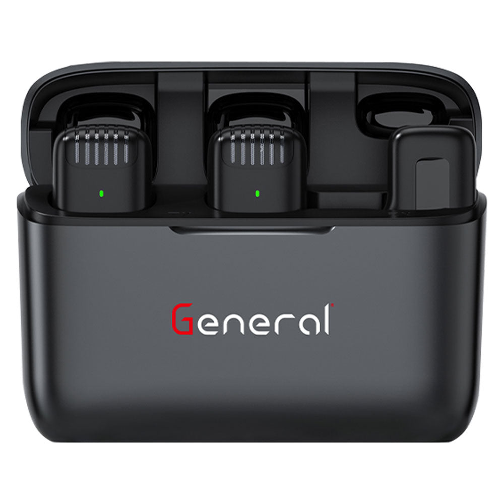 نظام ميكروفون جنرال لاسلكي ثنائي القناه بمنفذ تايب سي 2.4 جيجاهرتز GM39