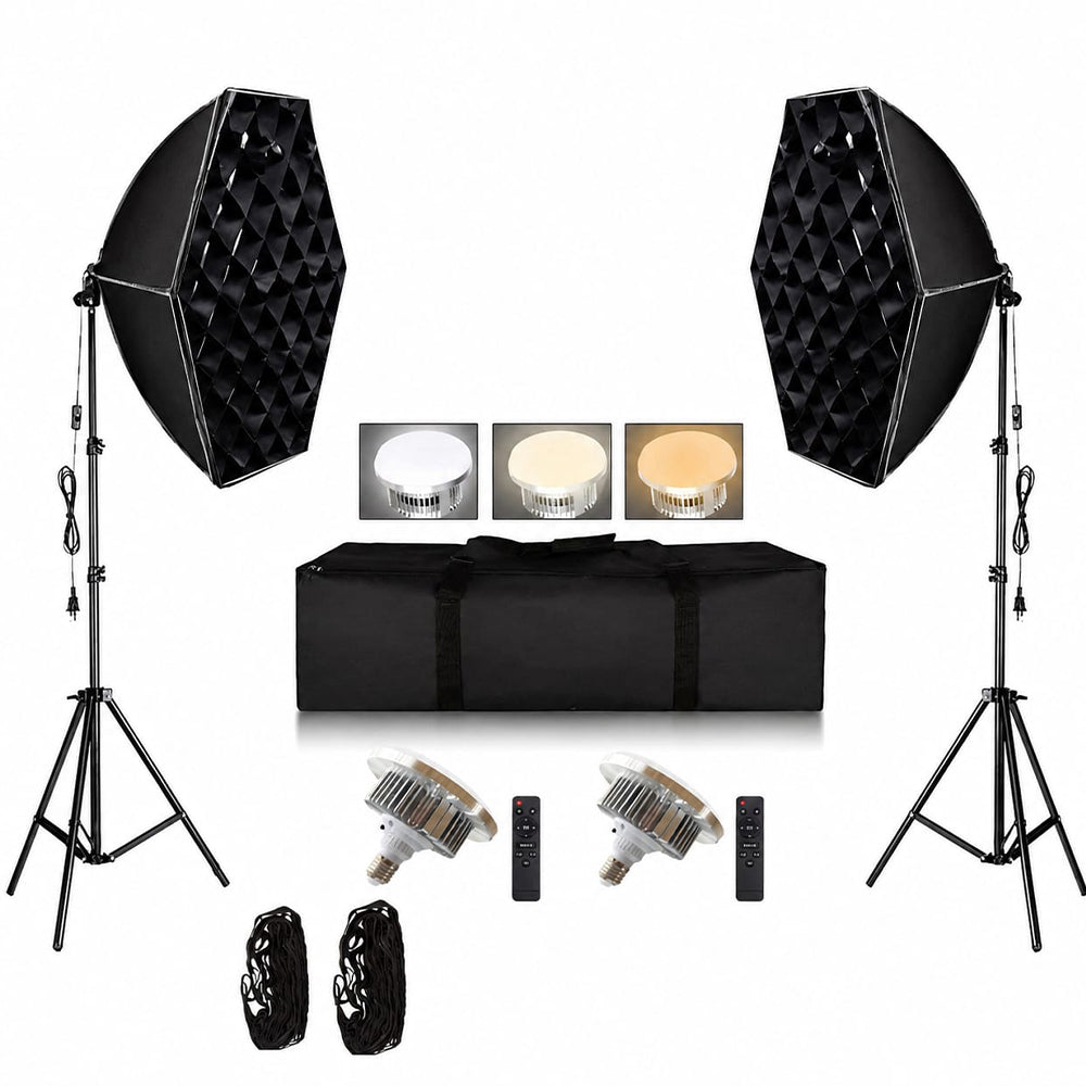 General Light KIT2PC With Octa Box II 65cm LED 2 Lamp 150W With Grid