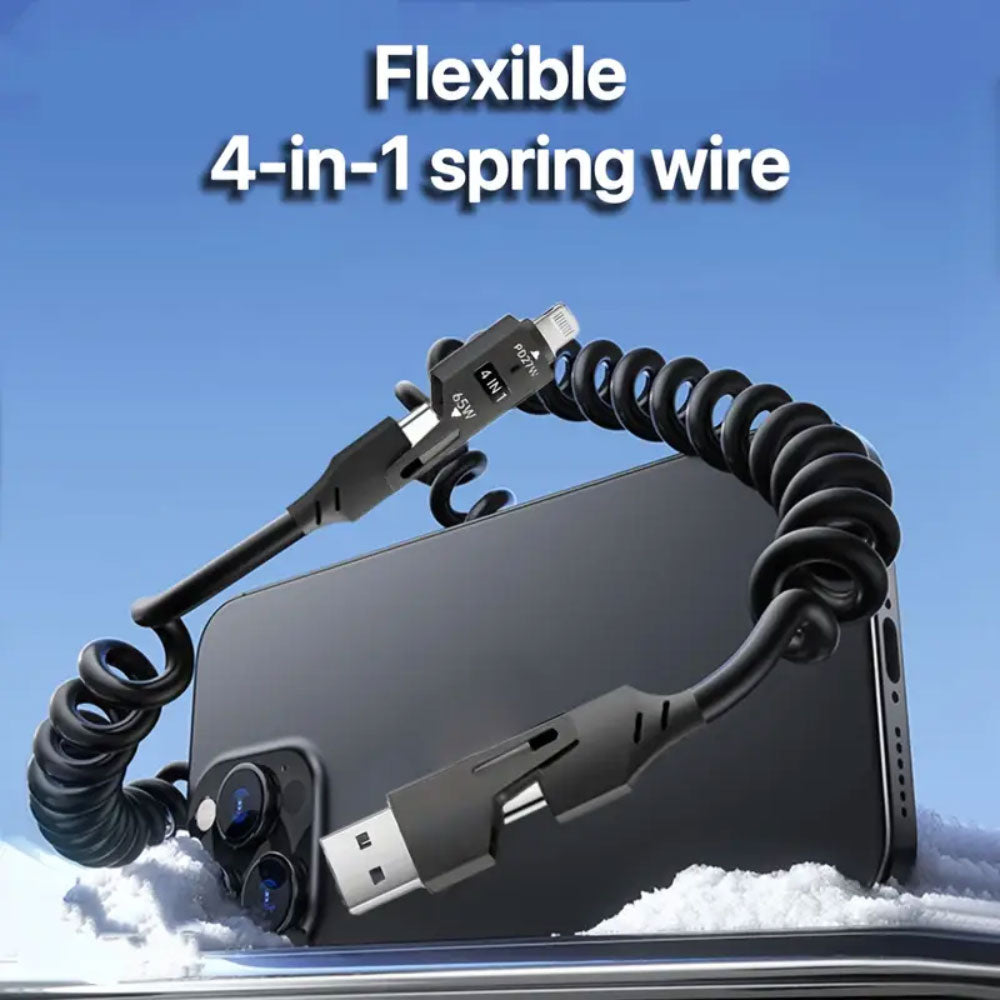 Gerlax D41 USB + Type-C To Type-C + Lightning 4in1 Cable 65W Fast Charging 1m - Black