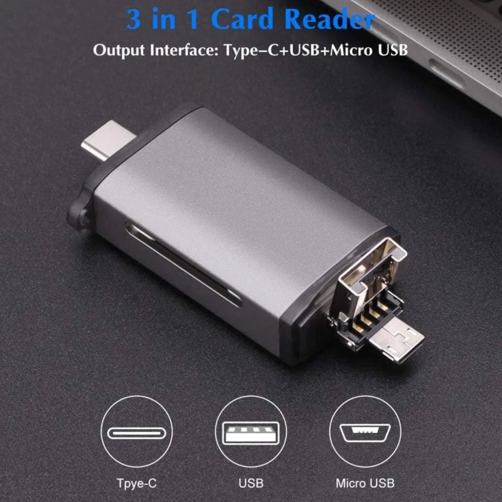 Gigamax Plus T-933A Type-C + USB + Micro 3In1 OTG Card Reader