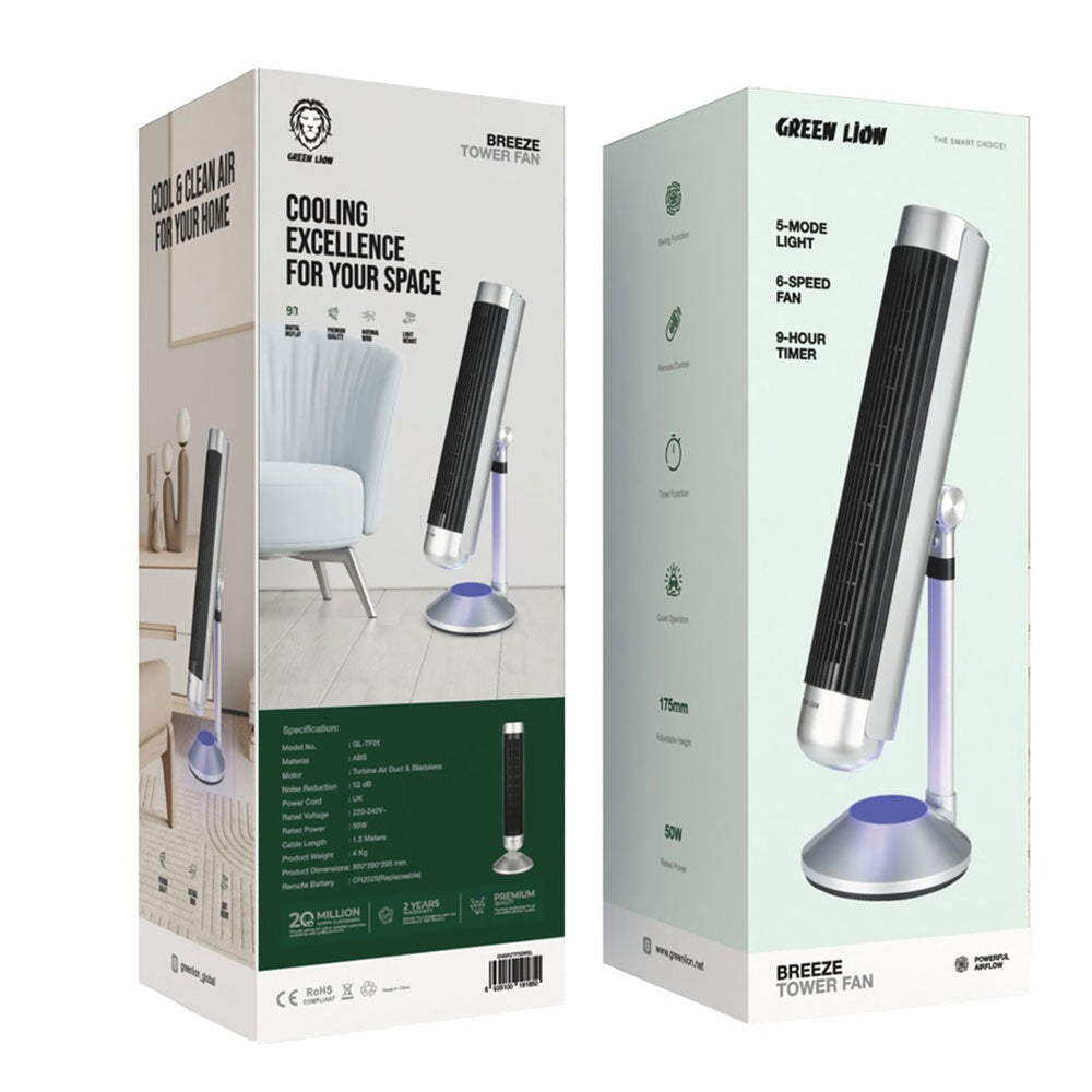 مروحة تاور جرين ليون 50 وات Breeze GL-TF01 GNBRZTF50WSL - فضي