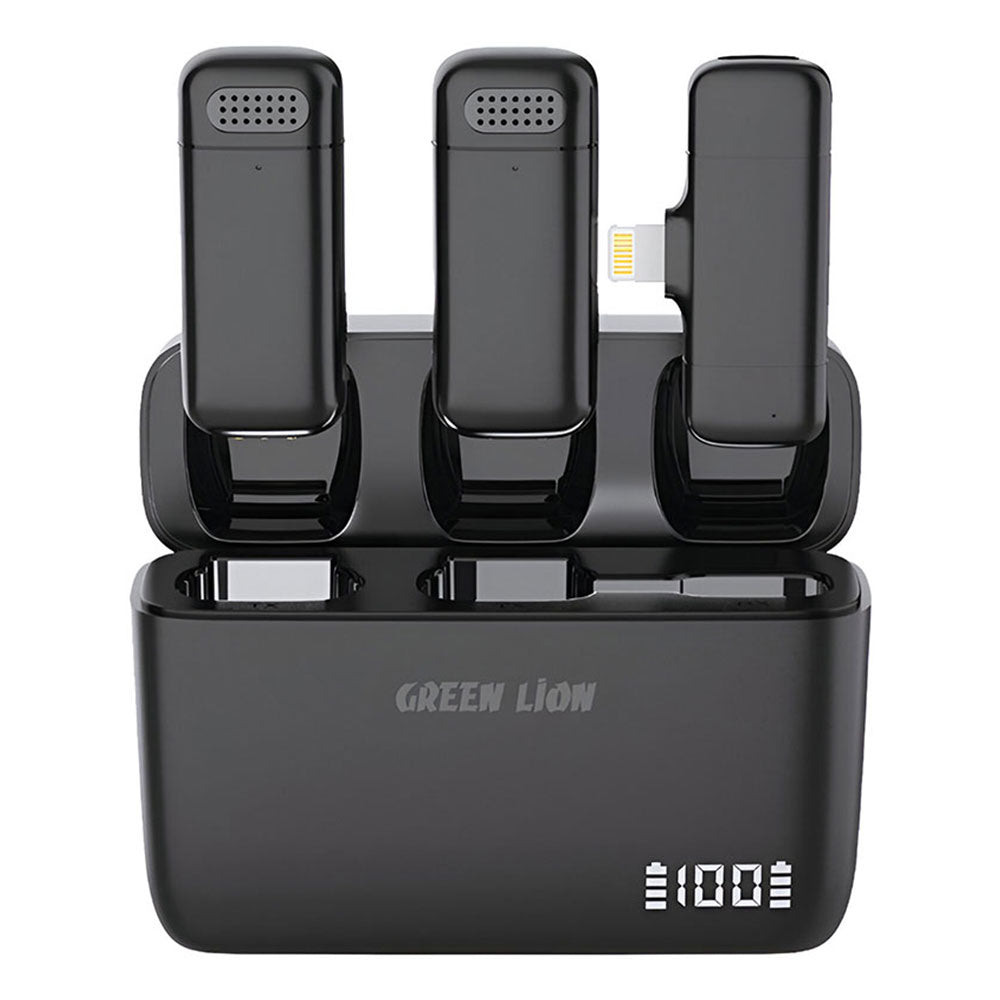 Green Lion Duo Cast GNDCTWMICLGBK Lightning 2.4GHz Dual Channel Wireless Microphone System - Black