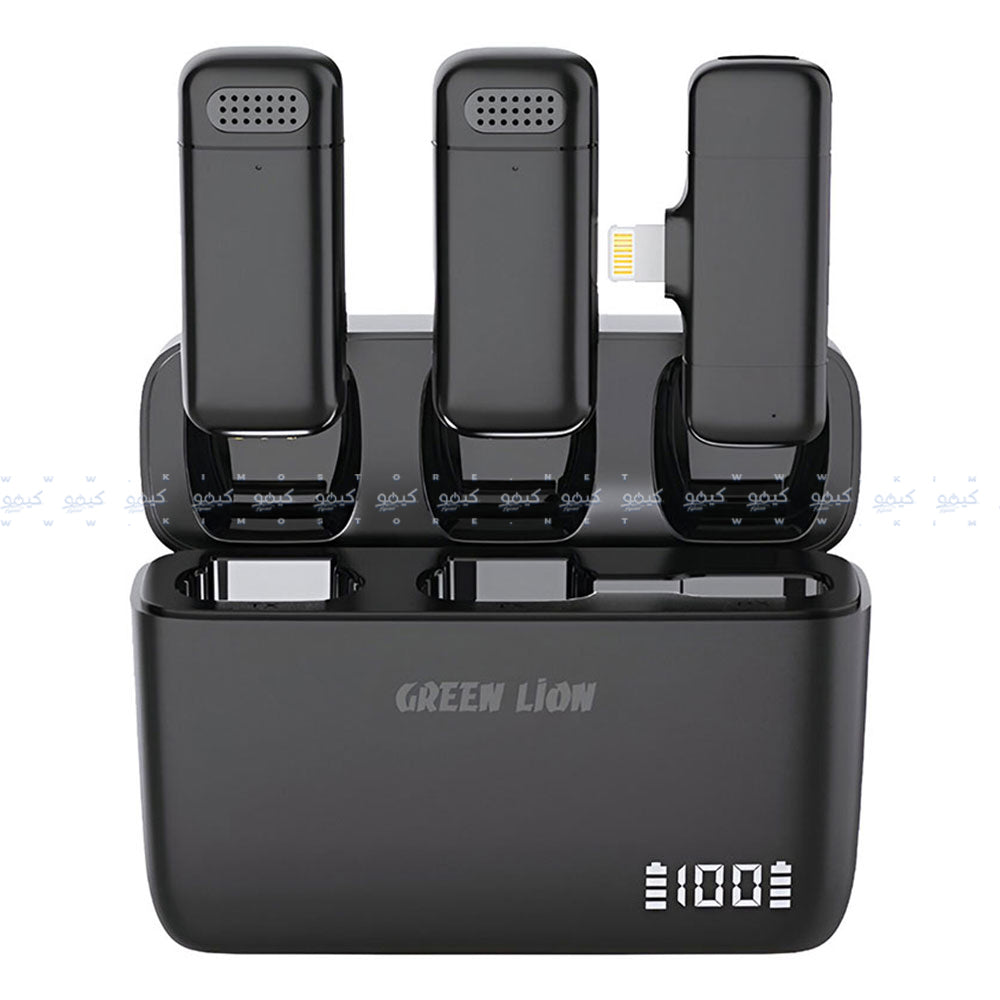 نظام ميكروفون جرين ليون لاسلكي ثنائي القناة بمنفذ لايتنينج 2.4 جيجاهرتز Duo Cast GNDCTWMICLGBK - أسود