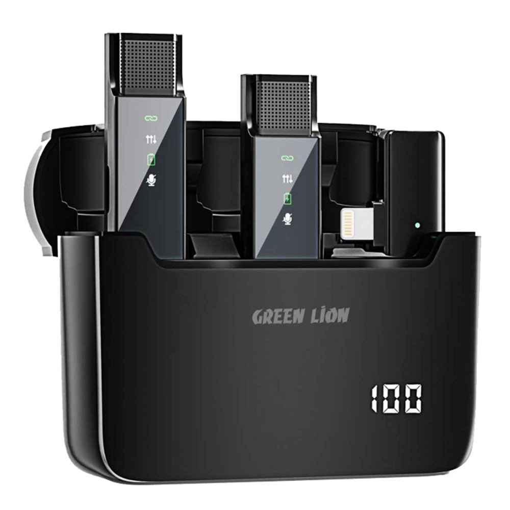 Green Lion GN2IN1DDMLTBK Lightning 2in1 Dual Channel Wireless Microphone System - Black