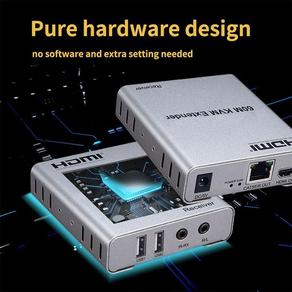 HDMI + USB Extender By Lan KVM Lp CAT5/5E/6/6A/7 60m