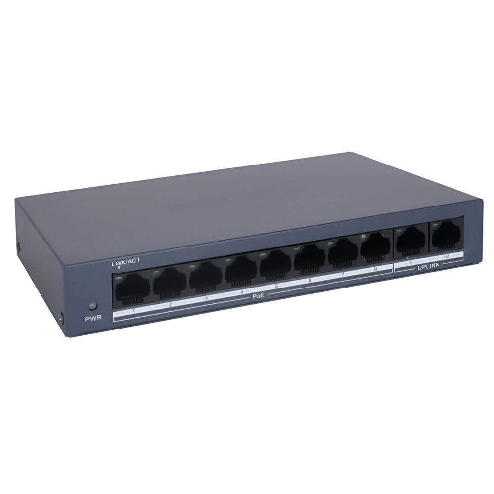 Hikvision DS-3E0110MP-E/M Unmanaged Desktop Switch 8 Ports PoE 10/100Mbps + 2 Ports RJ45 10/100Mbps Uplink 60W