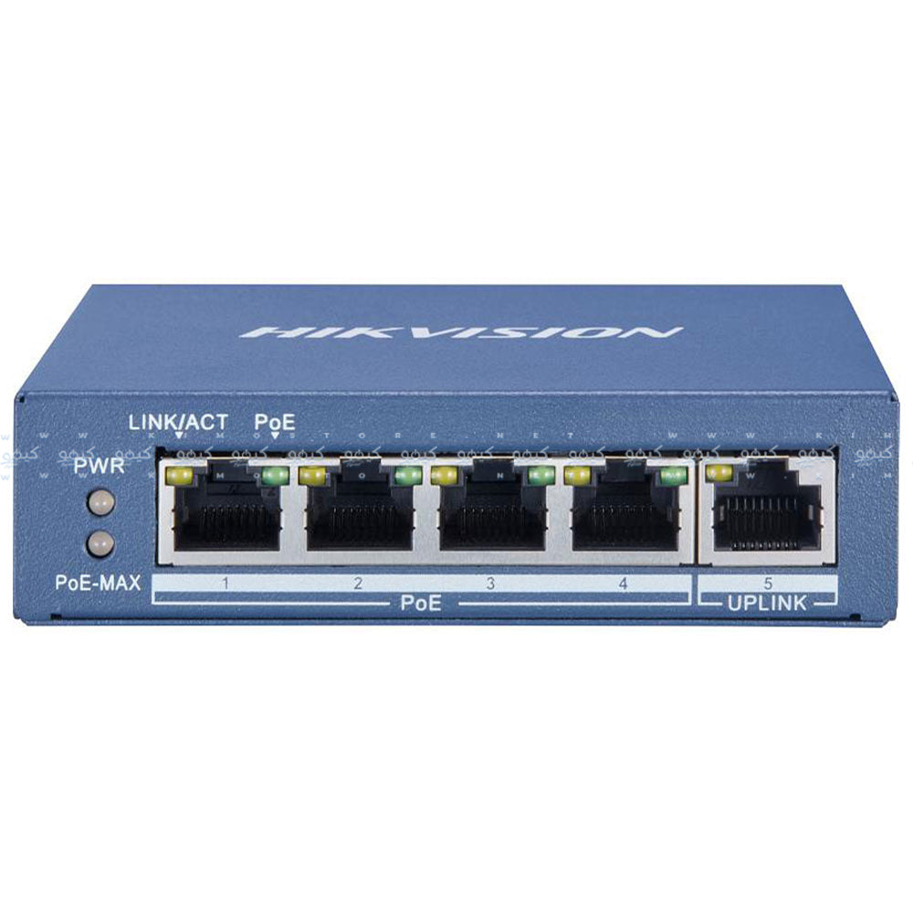 Hikvision DS-3E0505P-E/M Unmanaged Desktop Switch 4 Ports PoE 10/100/1000Mbps + 1 Port RJ45 10/100/1000Mbps Uplink