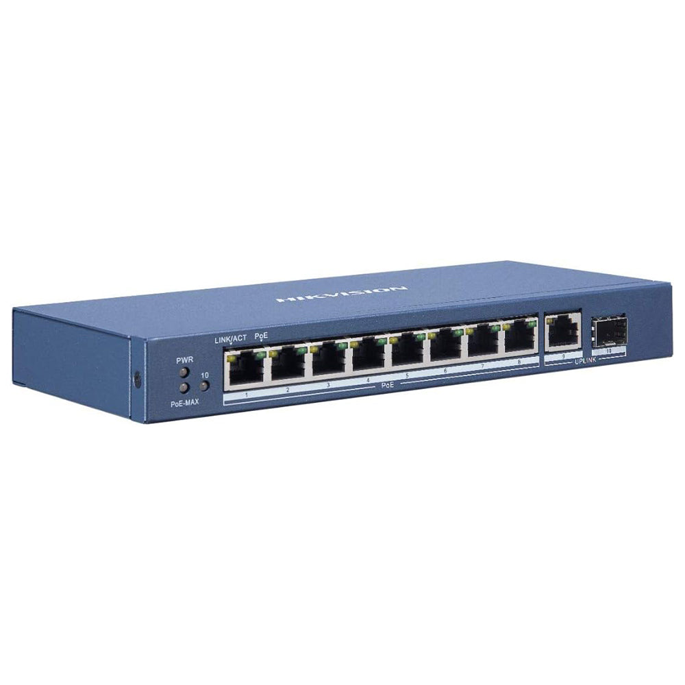 سويتش هيكفيجن 8 منافذ 10/100/1000 ميجابت/ثانية PoE + منفذ (RJ45) 10/100/1000 ميجابايت/ثانية + منفذ 10/100/1000 ميجابت/ثانية SFP فايبر اوبتيكال 58 وات DS-3E0510P-E/M Unmanaged Desktop
