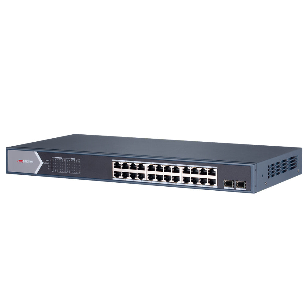 سويتش هيكفيجن 24 منفذ 10/100/1000 ميجابت في الثانية PoE + منفذين (SFP) 10/100/1000 ميجابت في الثانية فايبر اوبتكال 225 وات DS-3E0526P-E/M Unmanaged Rackmount