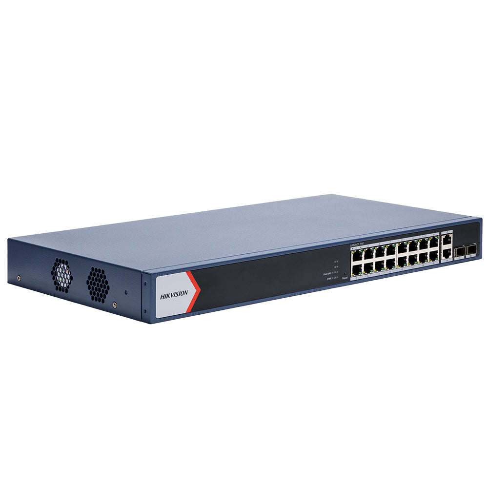 Hikvision DS-3E1520P-EI Smart Managed Rackmount Switch 16 Ports PoE 10/100/1000Mbps + 2 Ports RJ45 10/100/1000Mbps + 2 Ports 10/100/1000Mbps Fiber Optical 230W
