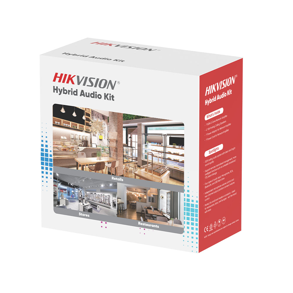 Hikvision DS-QAE1KA80206-4 Amplifier With 4 Ceiling Speaker Hybrid Audio Kit