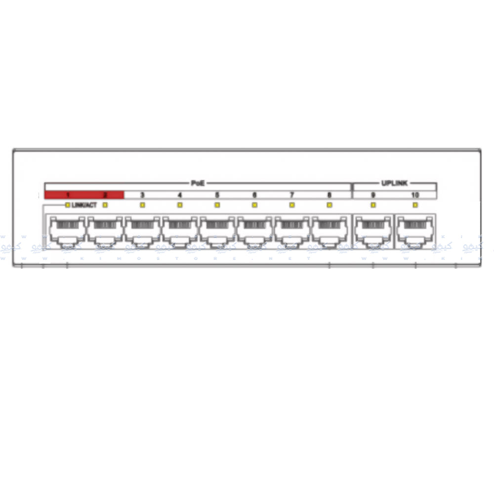 سويتش هيكفيجن 8 منافذ 100/10 ميجابت/ثانية PoE + منفذين (RJ45) 100/10 ميجابايت/ثانية DS-XS10-P Unmanaged Desktop