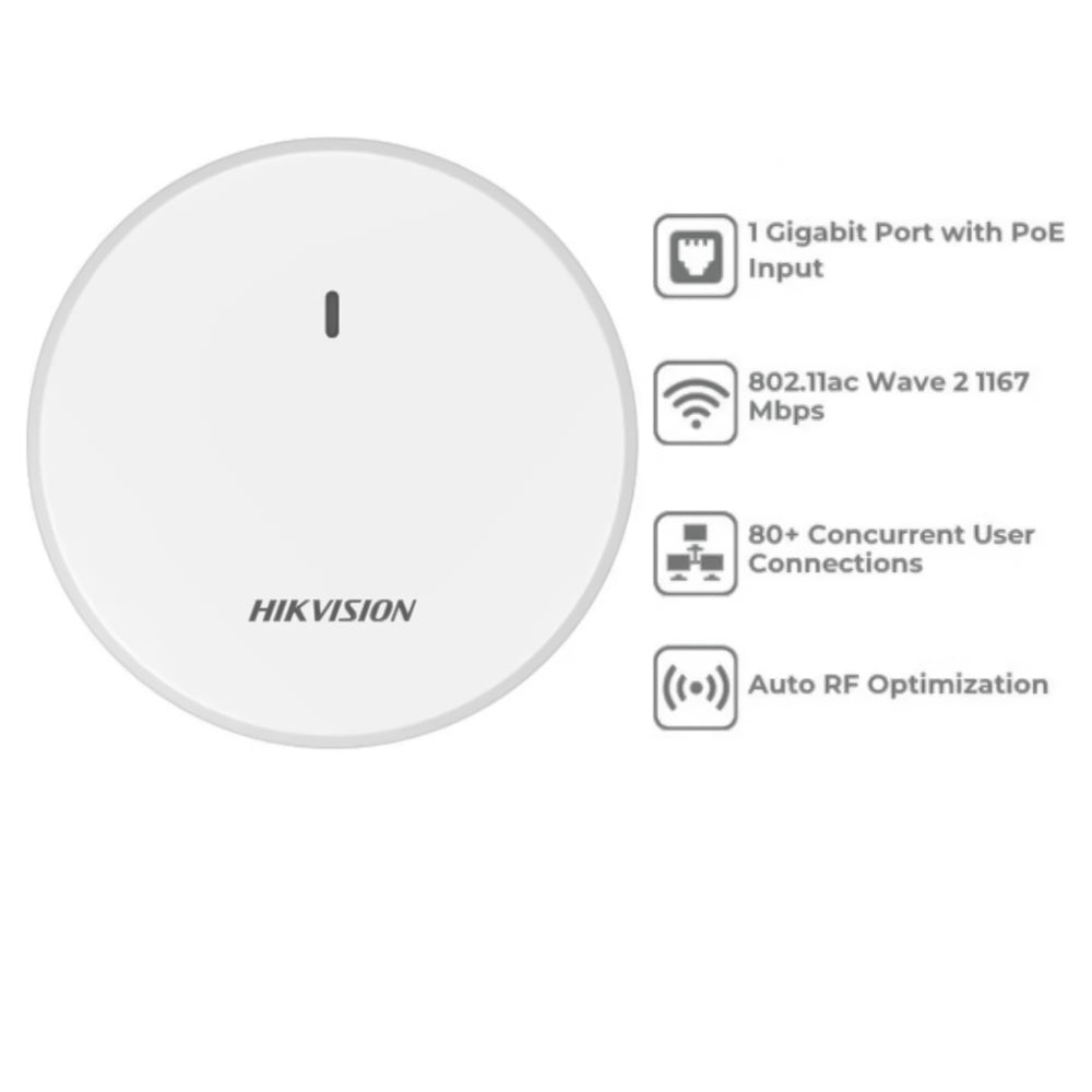 اكسس بوينت هيكفيجن سقف واي فاي 5 منفذ واحد 1200 ميجابايت في الثانية DS-3WAP522-SI