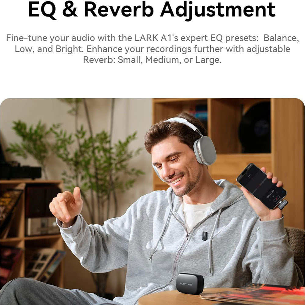 Hollyland LARK A1 Combo 3in1 2.4GHz Dual Channel Wireless Lavalier Microphone System (Local Warranty) - Black