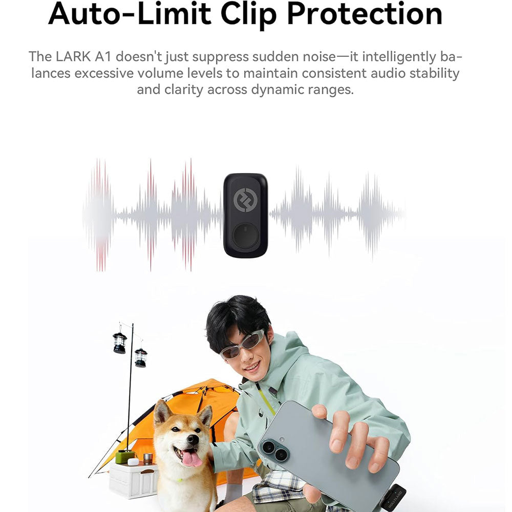 Hollyland LARK A1 Combo 3in1 2.4GHz Dual Channel Wireless Lavalier Microphone System (Local Warranty) - Black