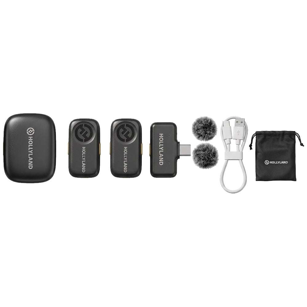 Hollyland LARK A2 Duo Type-C 2.4GHz Dual Channel Wireless Lavalier Microphone System - Space Gray