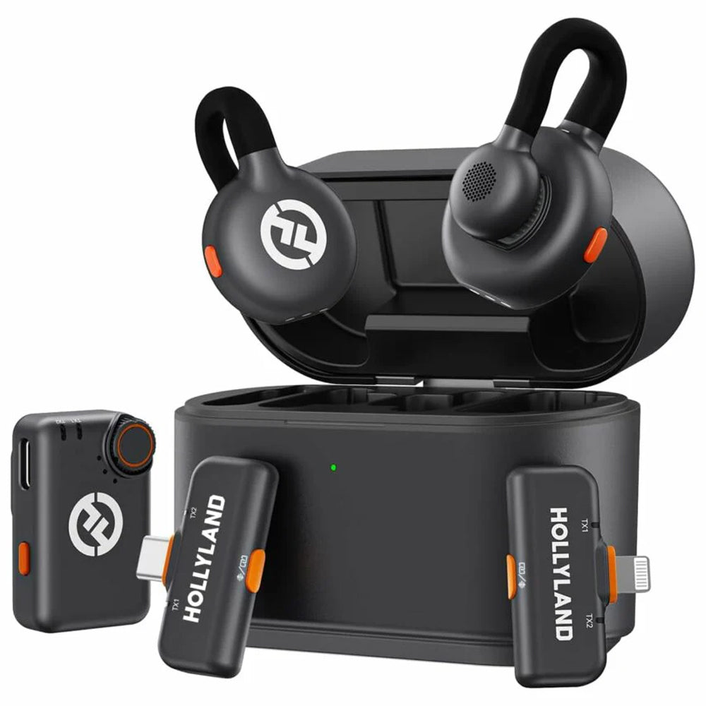 Hollyland LARK M2S Combo 3in1 2.4GHz Dual Channel Wireless Lavalier Microphone System (Local Warranty) - Black