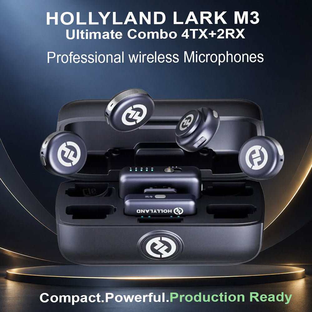 Hollyland LARK M3 Combo 2In1 2.4GHz Quad Channel Wireless Lavalier Microphone System - Space Gray
