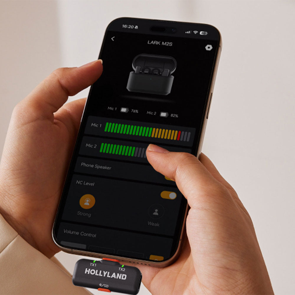 نظام ميكروفون كومبو هولي لاند لاسلكي بمشبك 3 في 1 ثنائي القناة 2.4 جيجاهرتز LARK M2S (ضمان محلي) - اسود