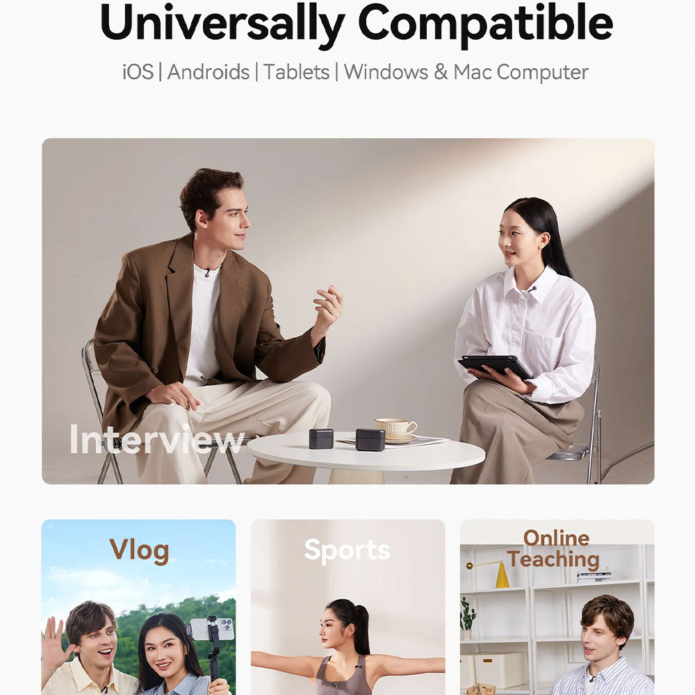 نظام ميكروفون كومبو هولي لاند لاسلكي بمشبك 3 في 1 ثنائي القناة 2.4 جيجاهرتز LARK M2S (ضمان محلي) - اسود