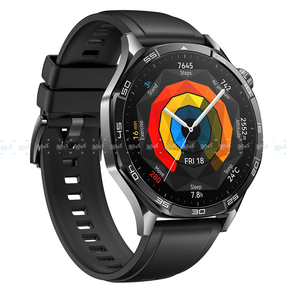 (46mm - GPS) Stainless Steel Case With Black Fluoroelastomer Strap