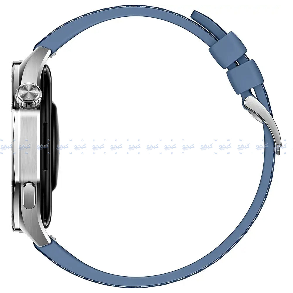 ساعة سمارت هواوي GT 5 VLI-B19 تدعم (GPS) 46 ملم ستانليس ستيل مع سوار مطاط فلوري أزرق منسوج