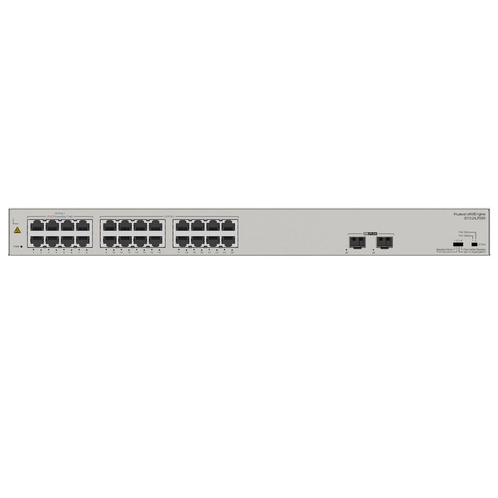 سويتش PoE هواوي 24 منفذ 10/100/1000 ميجابت في الثانية + منفذين SFP جيجابت 124 وات eKitEngine S110-24LP2SR