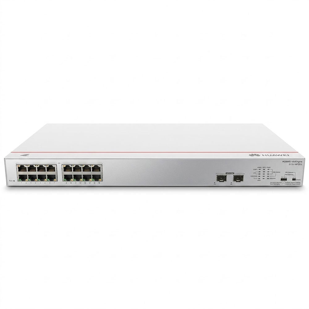 سويتش هواوي 16 منفذ 10/100/1000 ميجابت في الثانية +PoE الثانية 124 وات eKitEngine S110-16LP2SR Unmanaged Rackmount