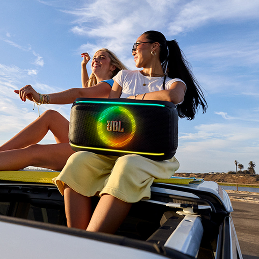 سبيكر بلوتوث متنقل جي بي إل مع 2 ميكروفون PartyBox On-The-Go2 - اسود