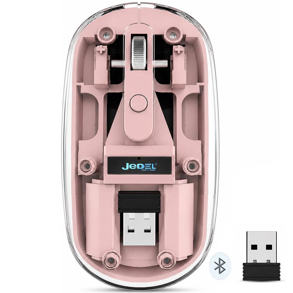 Jedel WD131P-PK Dual Mode Rechargeable Bluetooth Wireless Mouse 1600Dpi - Pink