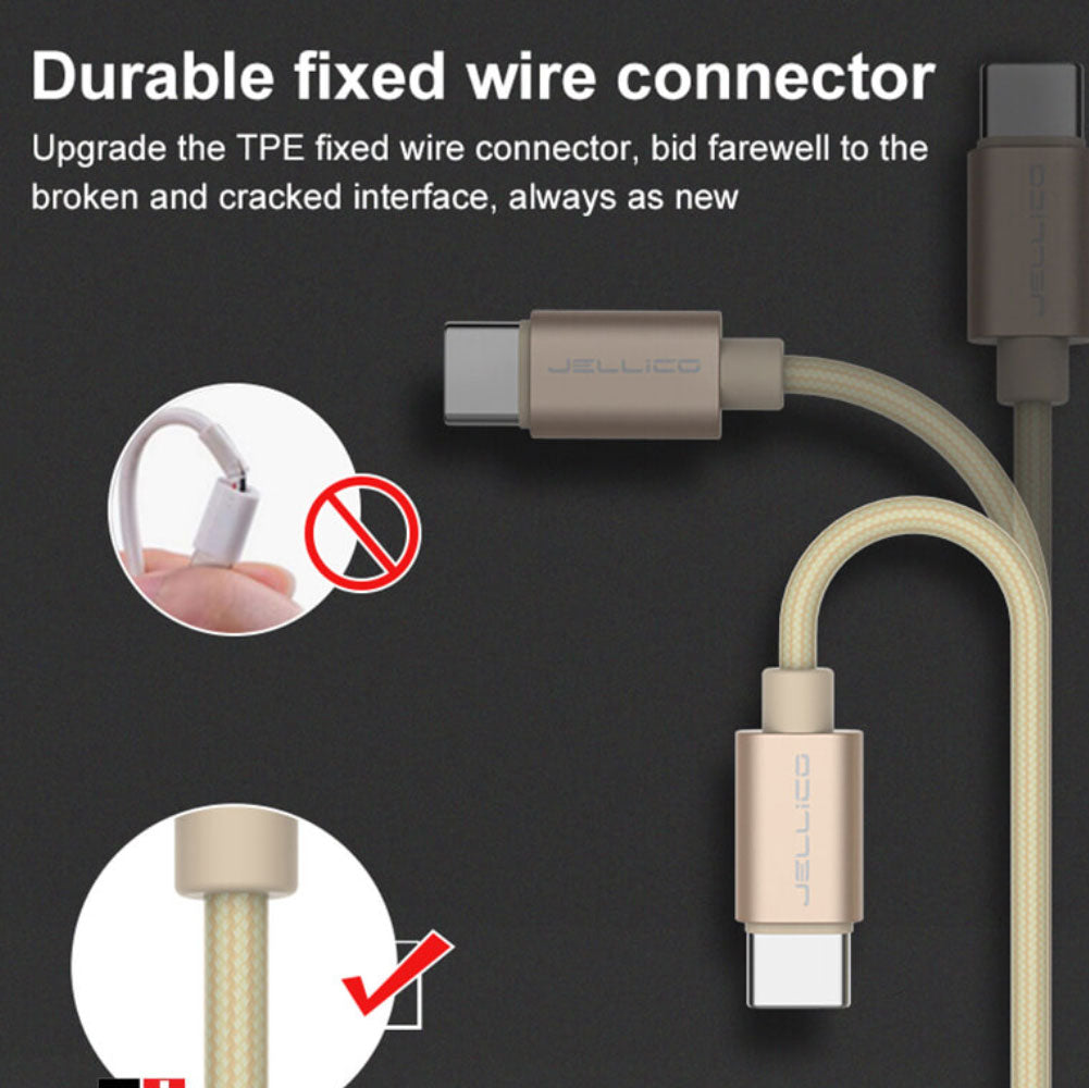 Jellico GS-10 USB To Type-C Cable 3.1A Fast Charging 1m - Gold