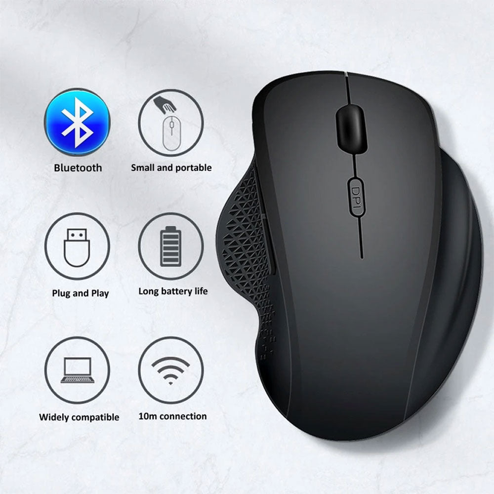 Jertech ELITE W500 Dual Mode Rechargeable Bluetooth Wireless Gaming Mouse 2400Dpi - Black