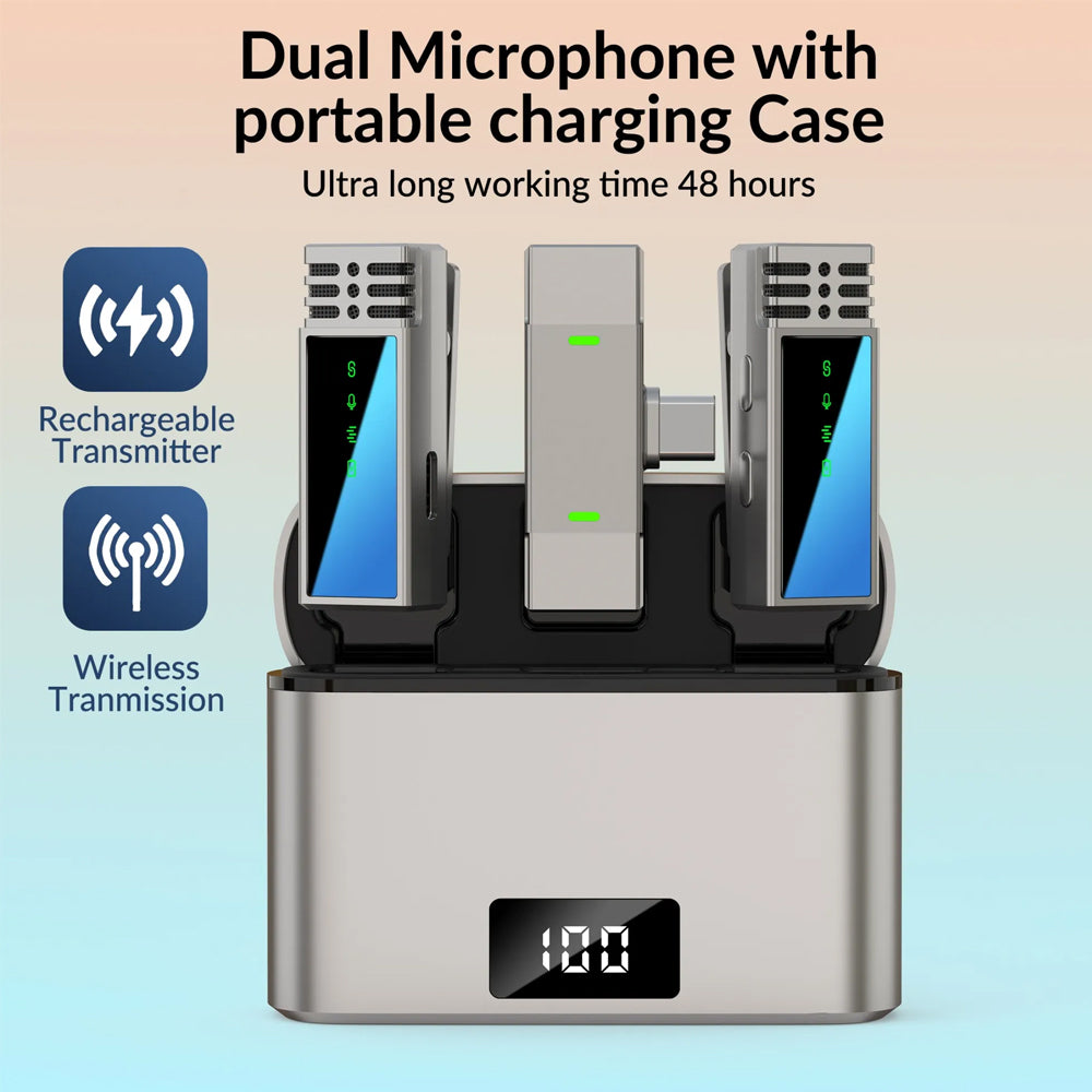 نظام ميكروفون جيه ماري لاسلكي ثنائي القناة 2.4 جيجاهرتز بمنفذ تايب سي MW-15