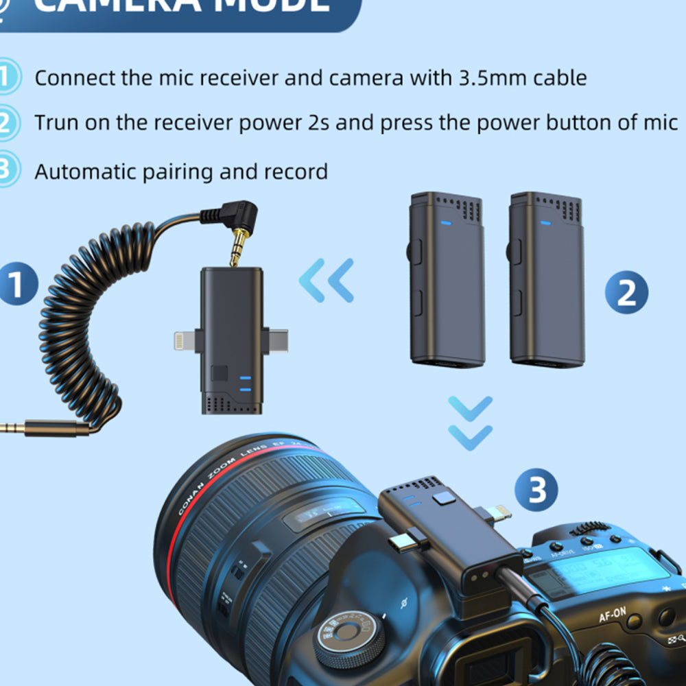 Jmary MW-16 3In1 2.4GHz Dual Channel Wireless Microphone System - Black