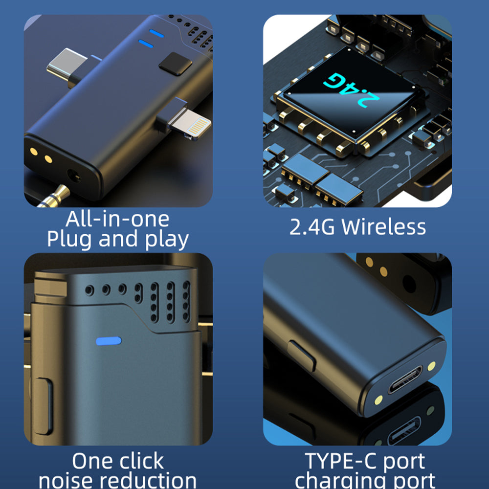 نظام ميكروفون جيه ماري لاسلكي 3 في 1 ثنائي القناة 2.4 جيجاهرتز