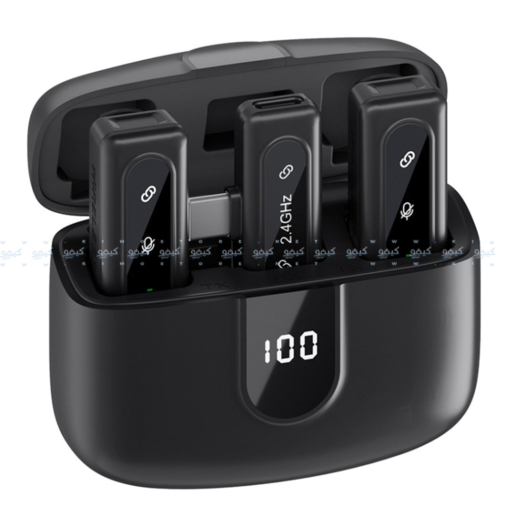 نظام ميكروفون لاسلكي جيه ماري ثنائي القناة بمنفذ تايب سي 2.4 جيجاهرتز MW-17