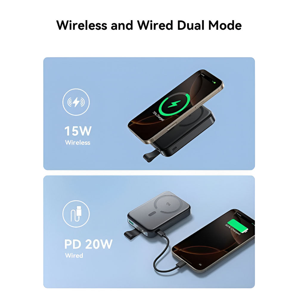 Joyroom JR-PBM11 Magnetic Wireless Power Bank With Kickstand USB + Type-C + Lightning 22.5W Fast Charging 10000mAh