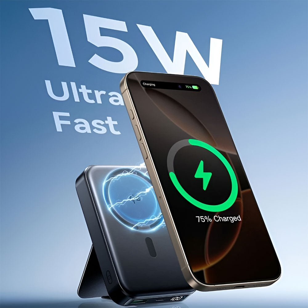 Joyroom JR-PBM11 Magnetic Wireless Power Bank With Kickstand USB + Type-C + Lightning 22.5W Fast Charging 10000mAh